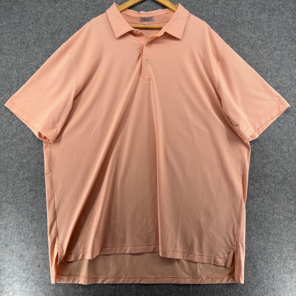 Peter Millar Polo Shirt Mens 3X Peach Striped Summer Comfort Short Sleeve Golf - Picture 2 of 8